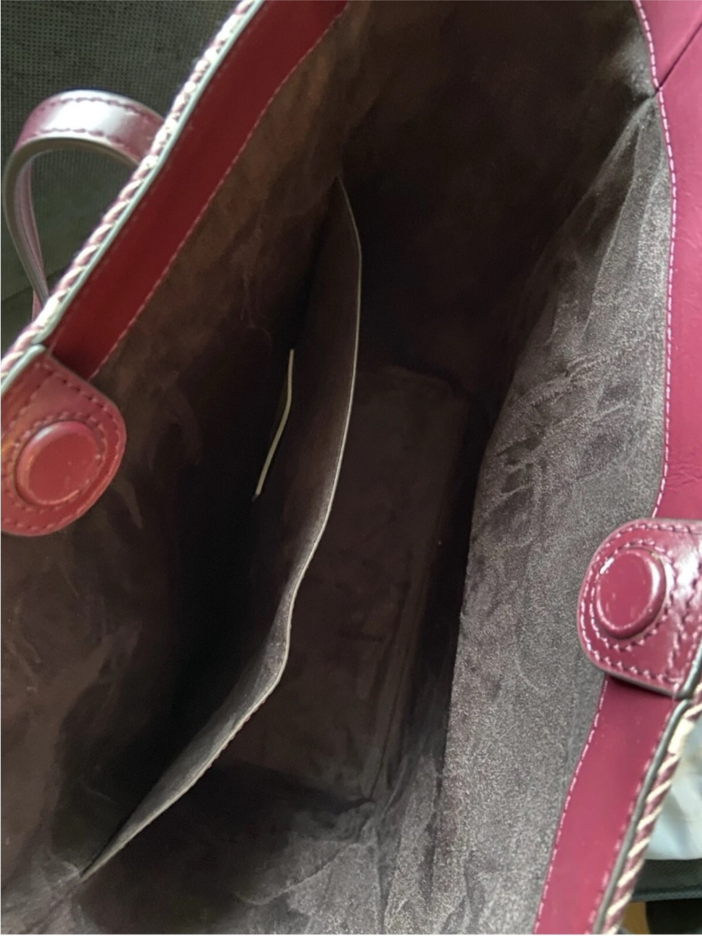 NWT: Michael Kors Maroon & Beige Striped Tote with Wristlet - Picture 5 of 13
